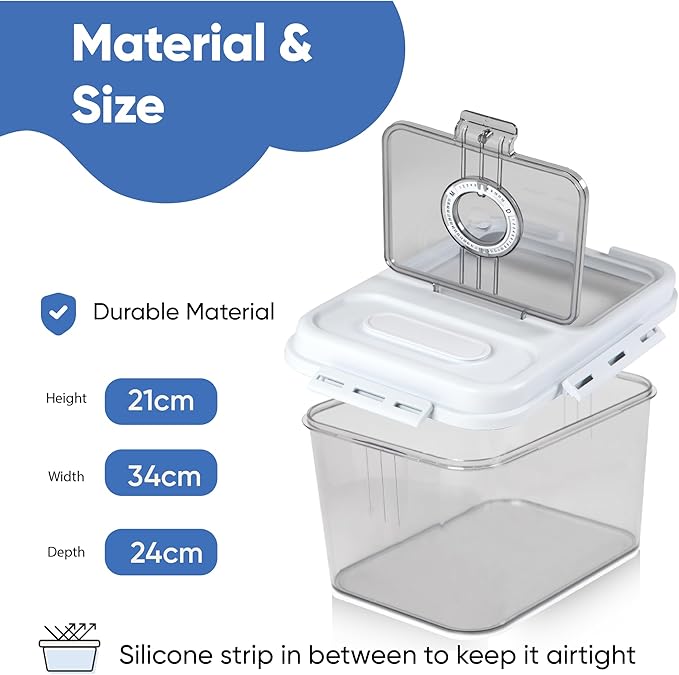 Chef's Path Extra Large Airtight Rice Storage Container with Measuring Cup, Pack of 1, 8 L Capacity, Kitchen and Pantry Canister for Rice, Flour, Sugar, and Baking Supplies-NeatNest