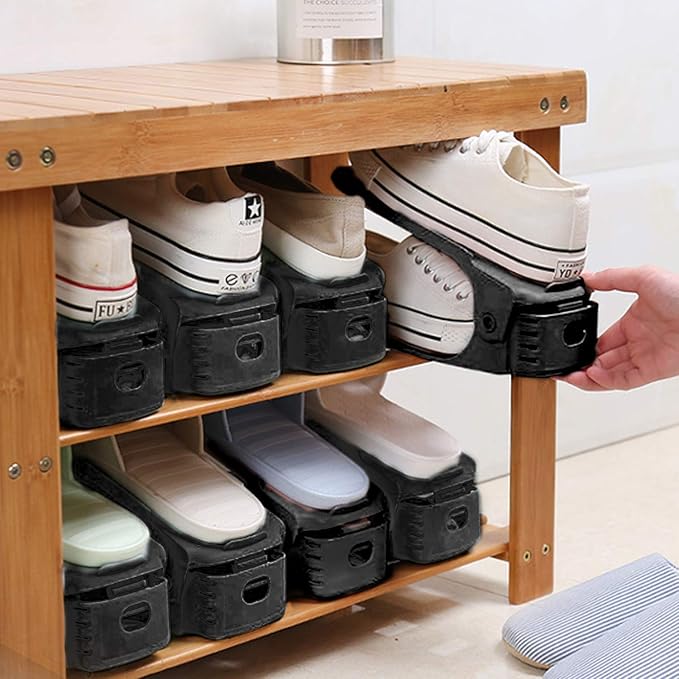 Neprock Shoe Rack Shoe Organizer Space-Saving Storage Shoe Organizer for Closet,Shoe Stacker Shoe Slots Space Saver Double Stack Shoe Holder Homeries-NeatNest