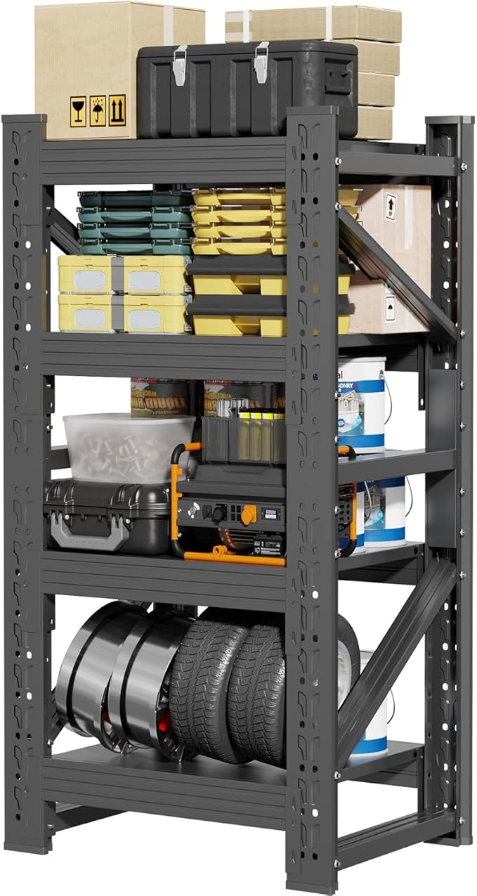 32" W Garage Shelving,4-Tier Heavy Duty Storage Shelves Unit with Adjustable Metal Shelf for Warehouse,Basement,Workshop,3000LBS,32" W x 20" D x 63" H,Black-NeatNest