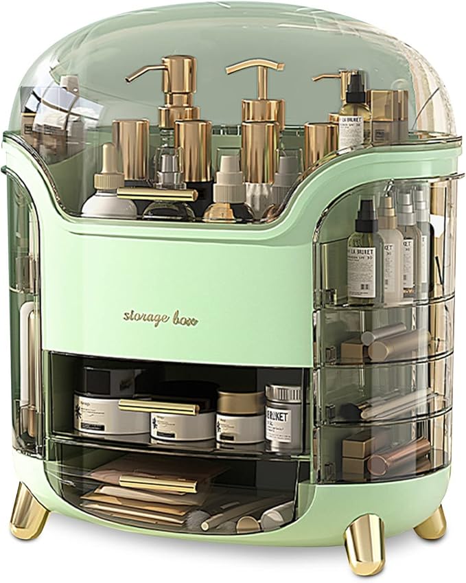 Upgrade Large Makeup Organizer Countertop Vanity Case Skin Care Cosmetic Storage Box Bathroom Counter Perfume Skincare Organizers Make Up Caddy Gift for Women Girls Clear Design Easy Visibility