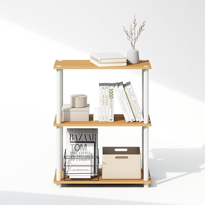 Furinno Turn-N-Tube 3-Tier Multipurpose Compact Bookcase, Beech-NeatNest