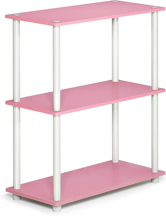Furinno Turn-N-Tube 3-Tier Compact Multipurpose Shelf Display Rack, Pink/White-NeatNest