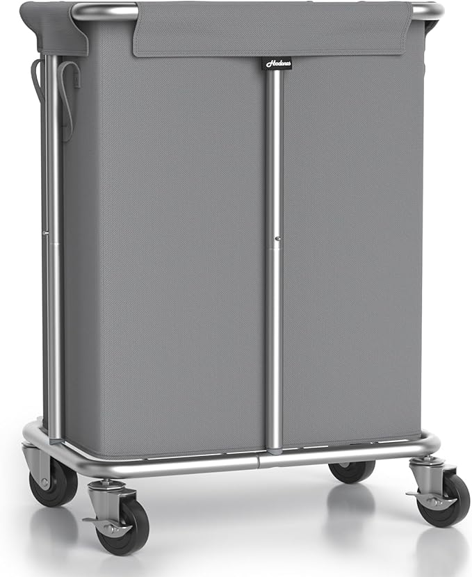 Laundry Basket with Wheels, Rolling Laundry Hamper, 46 Gallons (170L), Removable and Machine Washable Liner, Steel Frame, Large Laundry Cart for Laundry Room, Bedroom, Bathroom, Dorm - Grey