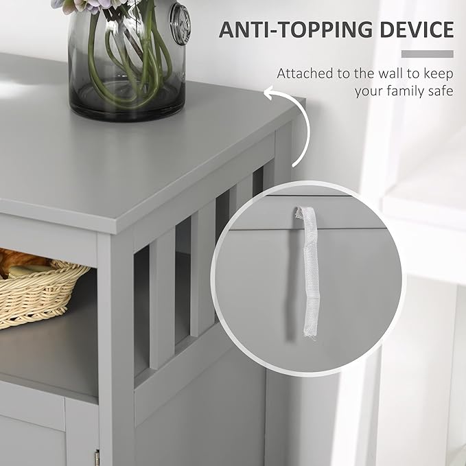 HOMCOM Sideboard Buffet Cabinet, Modern Coffee Bar Cabinet with 2-Level Shelf and Open Compartment, Grey-NeatNest