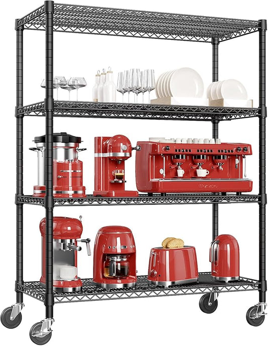 IZEUK Garage Shelving Wide Storage Shelves 4 Tier Metal Shelves Heavy Duty Adjustable Utility Shelf Rack Black 23.6" D x 53.1" W x 73.6" H-NeatNest