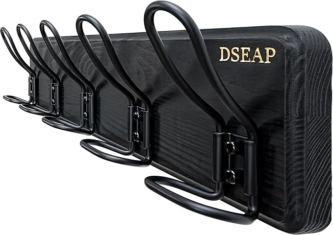 Dseap Coat Rack Wall Mounted - Heavy Duty Farmhouse Rustic Wall Coat Hanger With 5 Wire Hooks for Clothes Hat Jacket Towel, RusticWire, G25A, Black-NeatNest