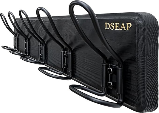 Dseap Coat Rack Wall Mounted - Heavy Duty Farmhouse Rustic Wall Coat Hanger With 5 Wire Hooks for Clothes Hat Jacket Towel, RusticWire, G25A, Black-NeatNest