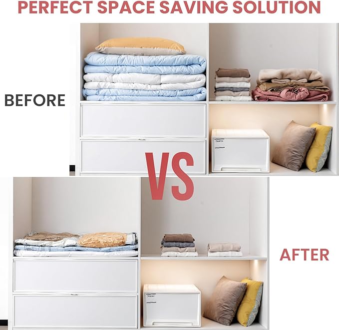 TAILI 4 Pack Vacuum Storage Bags for Comforter and Blankets, XXL Jumbo Vacuum Seal Bags for Bedding (47x39 Inch), Huge Space for Toy, Bedding, Pillows, Save More Closet Space-NeatNest