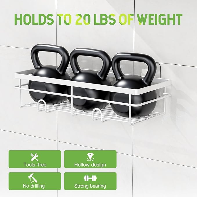 Uamector Shower Caddy Organizer Rustproof - Bathroom Shelves Rack for Home Decor & Storage - Adhesive Wall Shampoo Holders for Inside - Bath Tub Organization