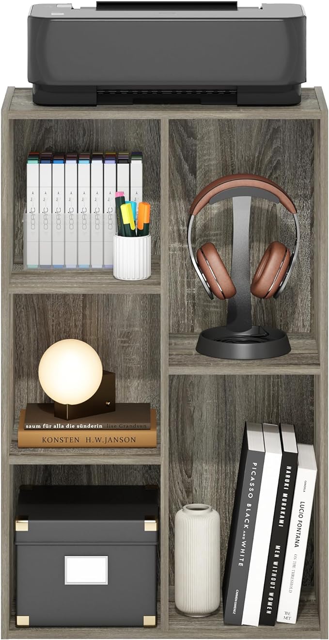 Furinno Luder 5-Cube Reversible Open Shelf, French Oak-NeatNest
