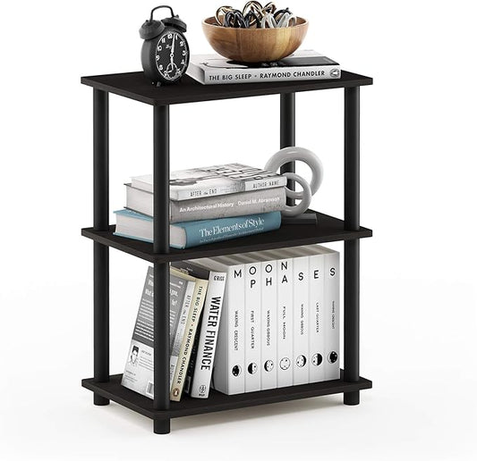 Furinno Turn-N-Tube No Tool 3-Tier Storage Shelf, Narrow, Espresso/Black-NeatNest