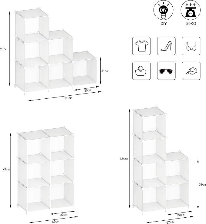 Stackable Closet Organizers and Storage 6 Cube Storage Organizer Closet Organizer for Bathroom Closet Storage for Wardrobe-NeatNest