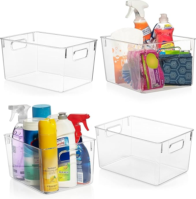ClearSpace Clear Plastic Storage Bins – Pantry Organizers & Storage Containers, Cabinet Organizer - Home Organization Must Haves for Kitchen, Laundry Room, Office, Closet, Garage & Freezer-NeatNest