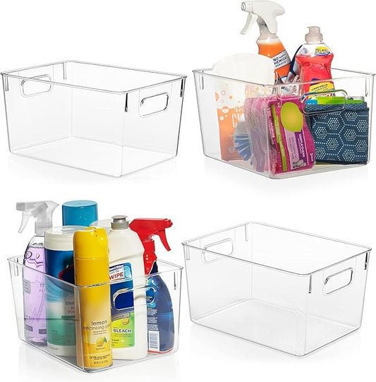 ClearSpace Clear Plastic Storage Bins – Pantry Organizers & Storage Containers, Cabinet Organizer - Home Organization Must Haves for Kitchen, Laundry Room, Office, Closet, Garage & Freezer-NeatNest