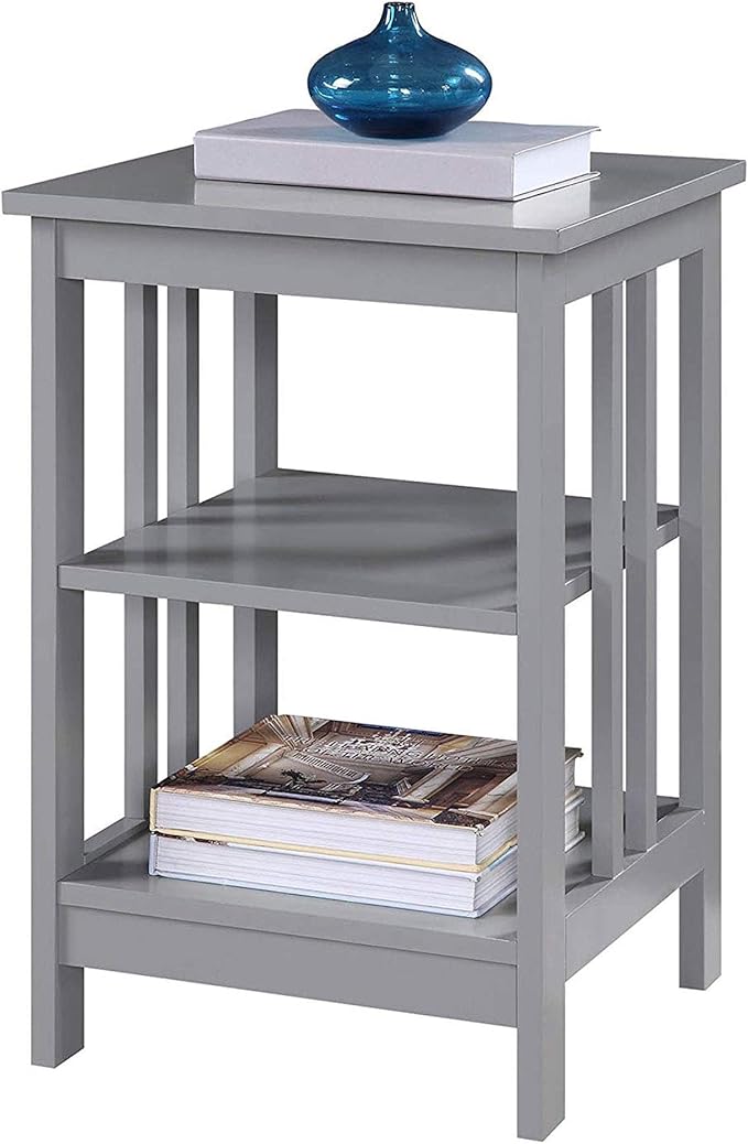 Convenience Concepts Mission End Shelves Table, Gray-NeatNest
