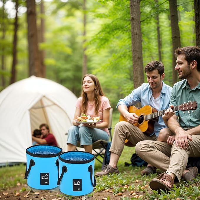 3 Pcs 5 Gallon Bucket Collapsible Foldable Bucket with Handle 20L Outdoor Water Buckets Collapsible for Camping Fishing Hiking to Hold Water Folding Container Carry Bag Lightweight