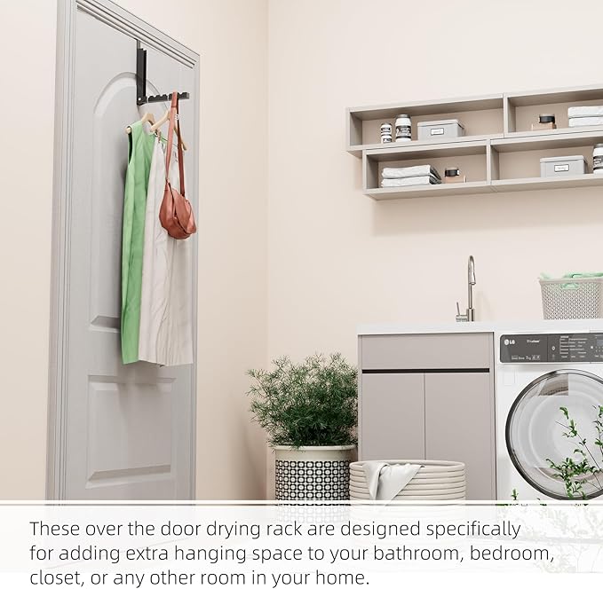 4 Pack Over The Door Hanger, Folding Over The Door Drying Rack for Laundry,Overdoor Hanger Hook,Small Clothes Drying Rack for Dorm Portable Black