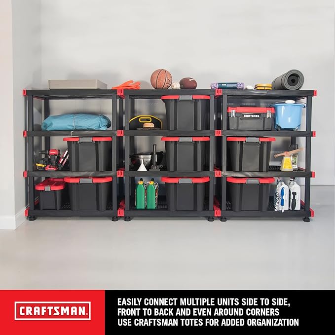 CX Craftsman, 4-Tier Highly Durable Storage Rack, 200lbs/shelf, (55”H x 40”W x 24”D), Interlocking Shelving Unit and Weather-Resistant Design, American Made Garage Shelf-NeatNest
