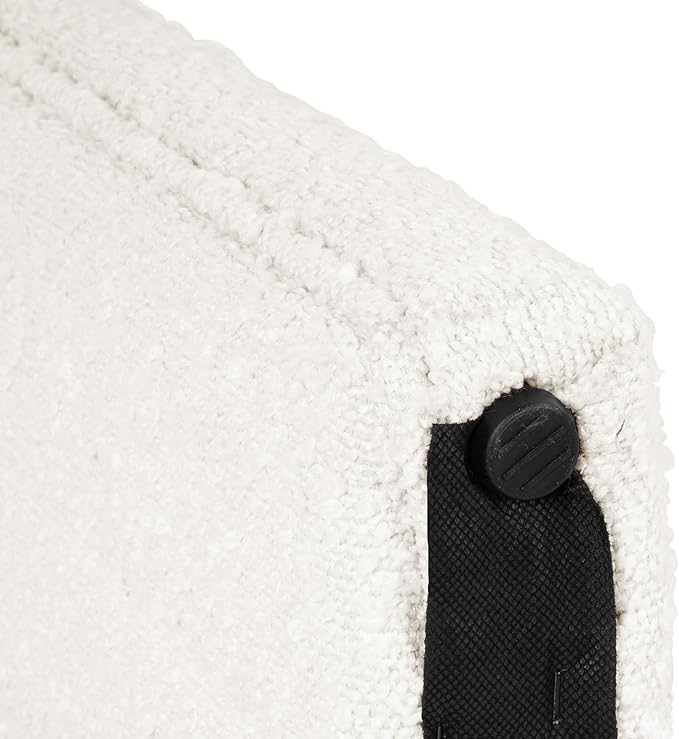 HomePop Modern Channel Tufted Ottoman Home Décor|Ottoman for Living Room & Bedroom - Cream Boucle