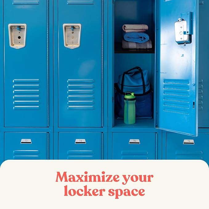 Metal Adjustable Locker Shelf | Heavy Duty Powder-Coated Steel Locker Organizer for School & Gym (Matte Black)