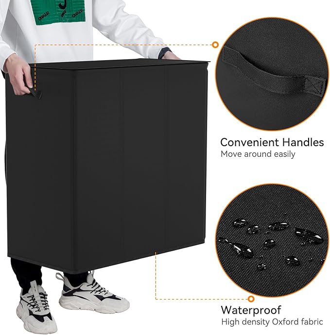 WOWLIVE 180L Laundry Hamper with Lid 3 Section,Large Laundry Basket with Removable Bags and Handles,Collapsible Dirty Clothes Hampers for Laundry,Laundry Basket Organizer for Laundry Room,Dorm,Black-NeatNest