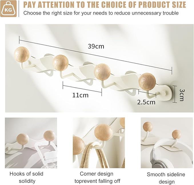 Coat Hooks for Wall, Key Holder Wall Mount, Coat Rack Wall Mount, Wall Hooks for Coats, Hooks for Hanging Hat Towel Purse Robes Mudroom Bathroom Entryway, Beige-NeatNest