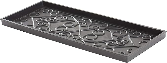 Anji Mountain Black Boot/Shoe Tray with Coir, Fits 3 Pair (34.5"" Wide), Diamond and Rubber Insert (AMB0BT3F-016)