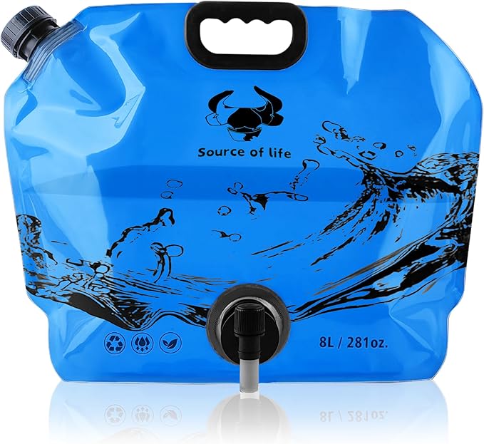 Camping Water Jug 2.1 Gallon CollapsibleWater Container Portable Water Bag for TravelOutdoor Hiking BPA Free Lightweight (Blue (2.1 Gal), 2)-NeatNest