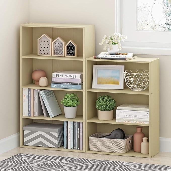 Furinno Pasir 3-Tier Open Shelf Bookcase, Maple