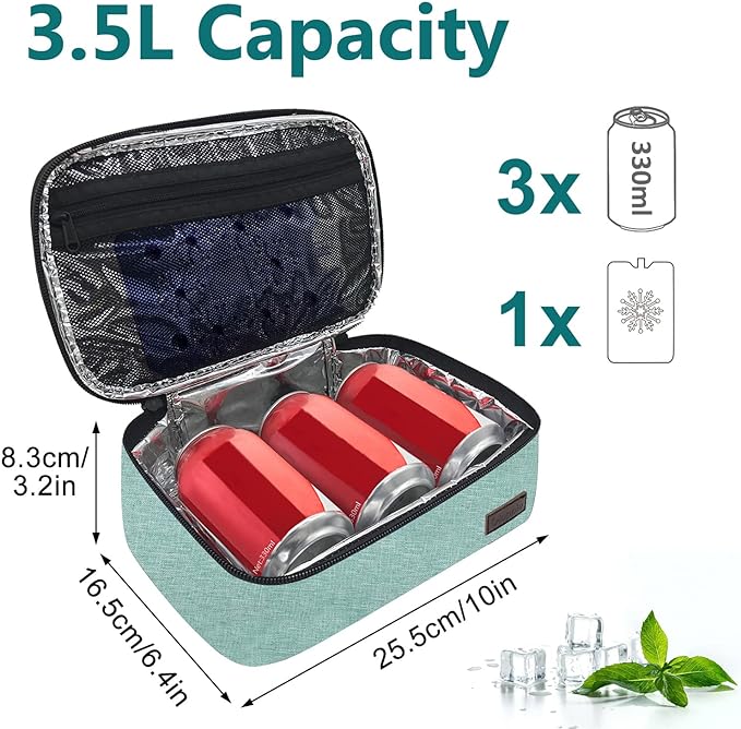 Gloppie Little Lunch Bag Small Insulated Lunch Box for Women Kids Lunchbox Mini Lunchbag Portable Cooler Bags Petty Lunch Pail Reusable Snack Container, Green-NeatNest