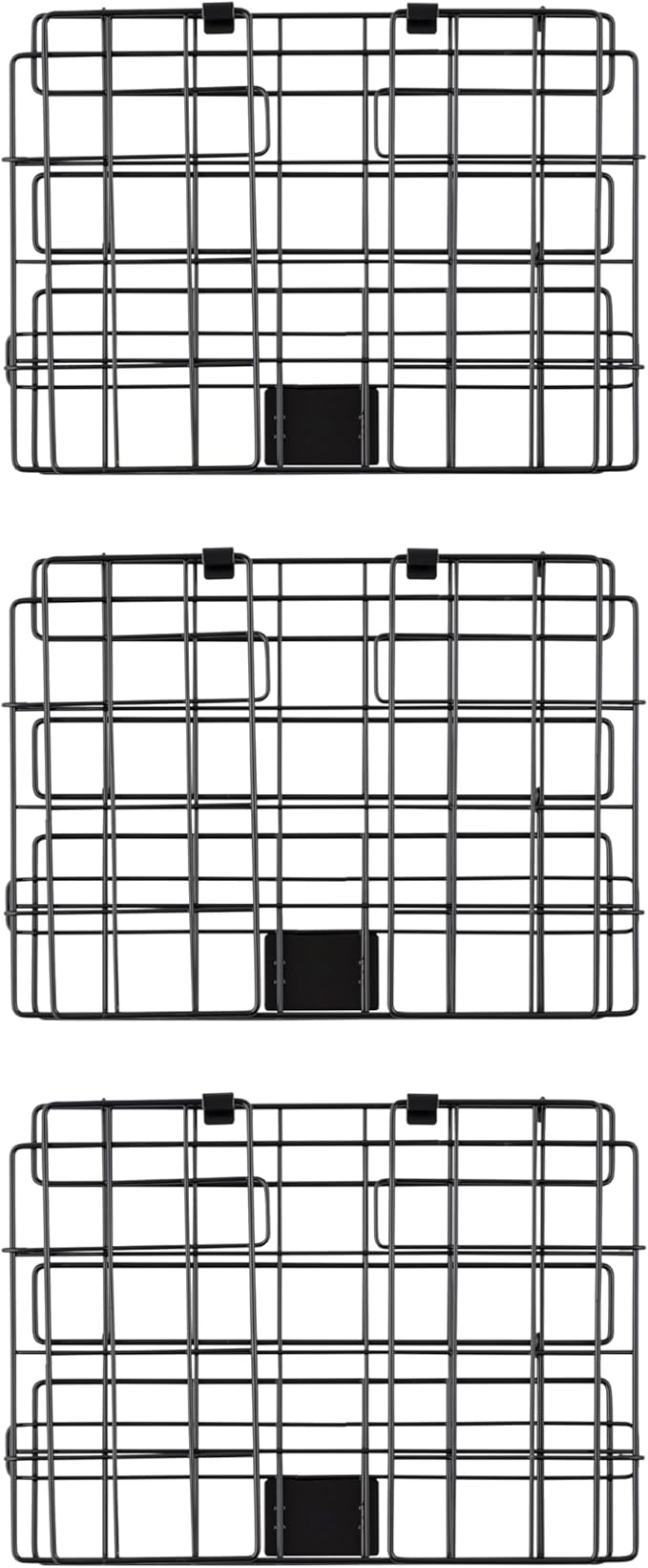IRIS USA Over The Door Organizer, 3 Pack, Hanging or Wall Mounted Metal Wire Basket, Spice Rack Bathroom Cabinet Closet Laundry Pantry Door Organizer, Wall Baskets, Durable Easy Assembly, Black