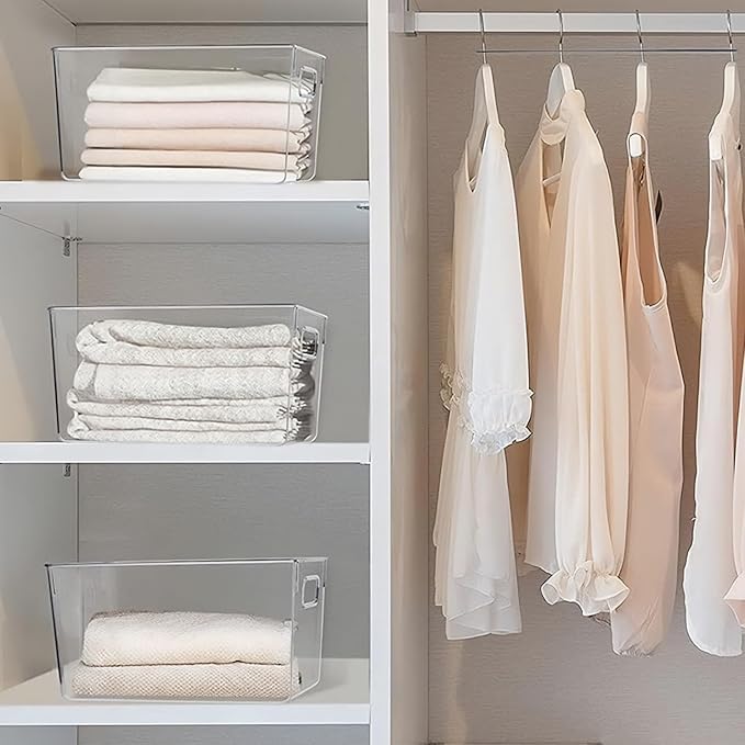 Clear Extra Large Plastic Storage Bins, Perfect for Pantry Organizers and Storage Containers Fridge Organizer Plastic Bins Kitchen Organizer Bin for Organizing Under Sink Refrigerator Organization-NeatNest