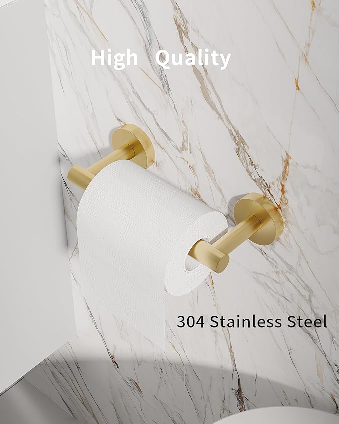 Gold Toilet Paper Holder SUS 304 Stainless Steel Adjustable TP Large Mega Roll Holder Wall Mounted Toilet Tissue Holder for Bathroom