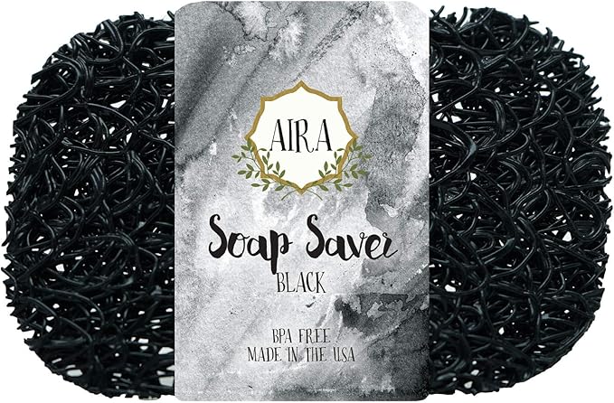 Aira Soap Saver - Dish & Holder Accessory - BPA Free Shower & Bath Holder - USA Made - Drains Water, Circulates Air, Extends Life - Easy to Clean, Fits All Dish Sets - Black-NeatNest