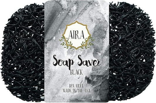 Aira Soap Saver - Dish & Holder Accessory - BPA Free Shower & Bath Holder - USA Made - Drains Water, Circulates Air, Extends Life - Easy to Clean, Fits All Dish Sets - Black-NeatNest
