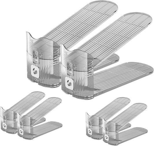 CiBiZi Clear Shoe Slots Organizers 6Pack Shoe Stacker Organizer for Closet Shoe Stackers for a Pair of Shoes Shoe Display Shelf Organizador de Zapatos Shoe Rack Holders Space Saver Grey-NeatNest