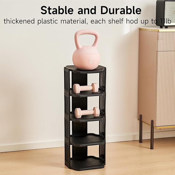 Small Shoe Rack, 7 Tier Plastic Vertical Shoe Rack for Small and Narrow Spaces, Free Standing Shoe Organizer for Closet, Entryway (Black)-NeatNest