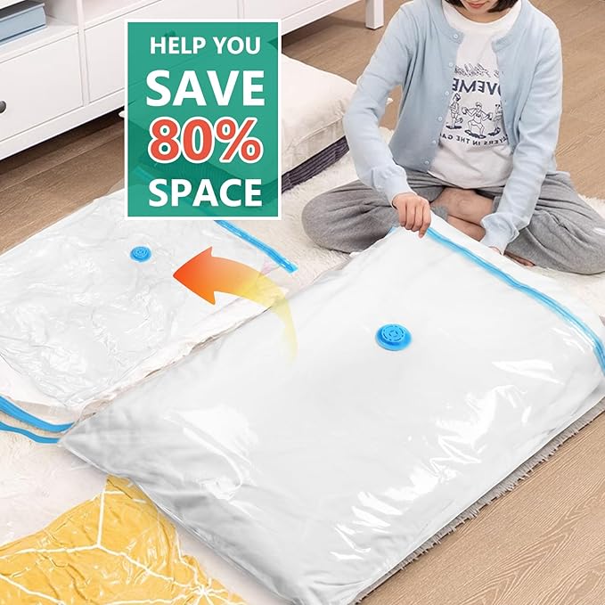 Morecoo Vacuum Storage Bags with Electric Pump & New Air Valve, 10 Pack Space Saver Bags (5 Jumbo/5 Large) for Clothes, Comforters, Blankets - Press & Pump Compression Bags for Travel Essentials-NeatNest