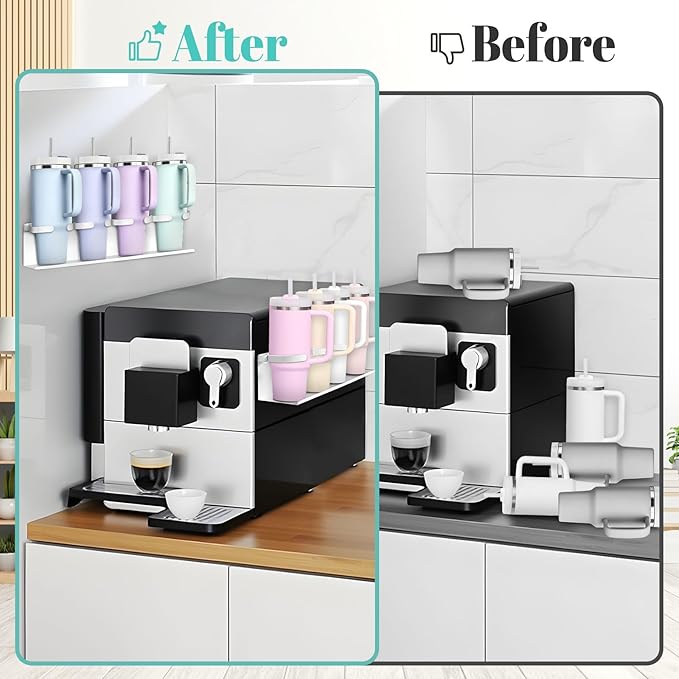 2Pcs Magnetic Water Bottle Organizer for Stanley 30 40 oz Tumbler and Lid Magnetic Cup Holder Heavy Duty Tumbler Storage Organizer Drink Accessories Kitchen Cup Storage Rack for Fridge Cabinets Gifts-NeatNest