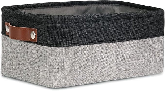 DULLEMELO Small Collapsible Fabric Basket for Organizing, Shelves, Closets, Laundry, Nursery, Decorative Gift Basket (Black&Gray)-NeatNest
