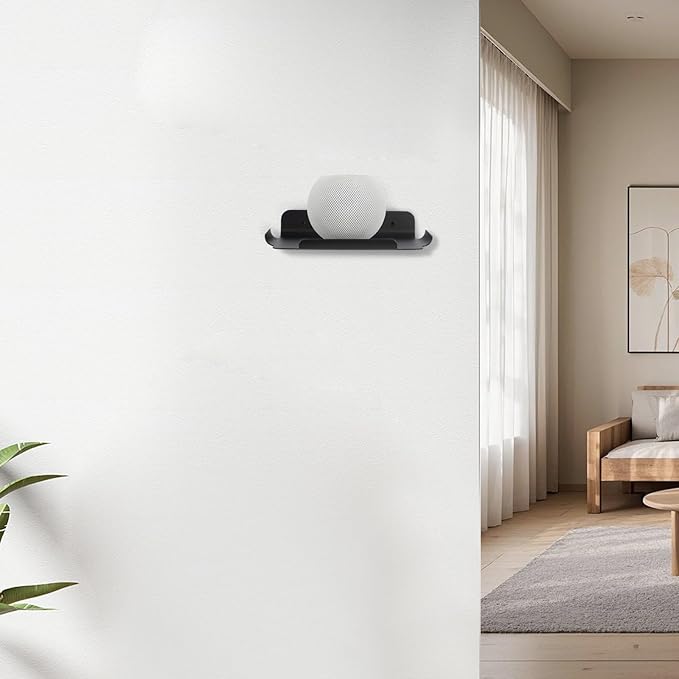 8" Floating Shelves, Metal Wall Shelf for Wall Storage, for Smart Home, Speakers, Internet Router, Security Camera, for Bedroom, Bathroom, and Living Room (Black)-NeatNest