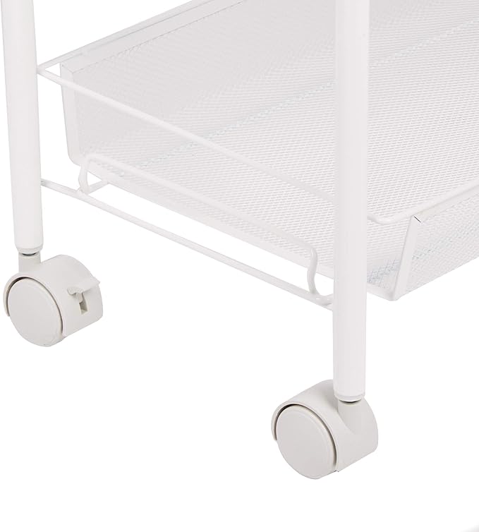JANE EYRE Rolling Utility Storage Rack Cart on Wheels, Trolley Carft cart, Multi-Purpose Organizer Shelf (White, 4 Tier)…-NeatNest