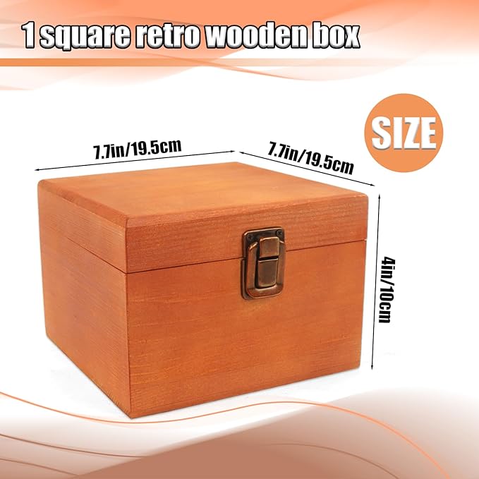 Keepsake Box, Wooden Box Decorative Box Decorative Storage Box, Wooden Keepsake Box For Crafts Art Hobbies And Home Decoration (7.6 x 7.6 x 3.9 inches)-NeatNest