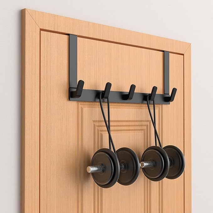 Over The Door Hooks Hanger with Extended Arms, Fit 1 3/8" Door, L7U - Bathroom Accessories and Towel Rack Organizer Holder - Matte Black, 1 Pack