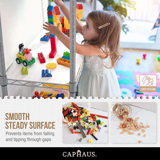 CAPHAUS NSF Heavy Duty Wire Shelving w/Wheels, Leveling Feet & Liners, Storage Metal Shelf, Garage Shelving Storage, Utility Wire Rack Storage Shelves, W/White Clear Liner, 36 x 18 x 76 4-Tier-NeatNest