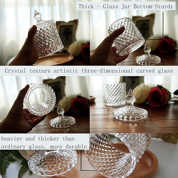 2 Pack Qtip Holder Thick Glass Apothecary Jars with Lid for Bathroom Decor Storage Organizer for Cotton Swabs, Balls, Pads, Floss Picks, Candy, Jewelry, Clear-NeatNest