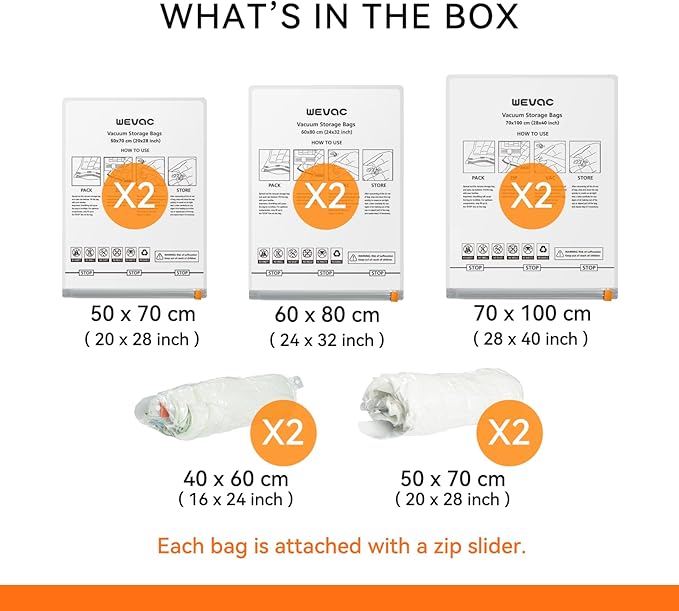 [2024 NEW]10 Pack Vacuum Storage Bags (2 Jumbo/2 Large/2 Medium/4 Rolling Bag) | Space Saver | Rapid Vacuum | Double Zip Seal | Clip Stopper | Ideal for Clothes, Blankets Compression and Travelling-NeatNest