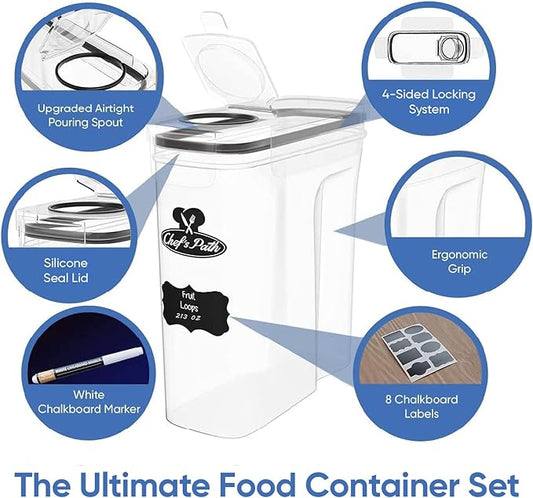 Chef's Path Airtight Food Storage Containers - Set of 2 (6 Liters) for Kitchen & Pantry - BPA Free for Rice, Cereal, Flour, Sugar - Bulk Food Storage - Big Cereal Container - Cereal Container Storage-NeatNest