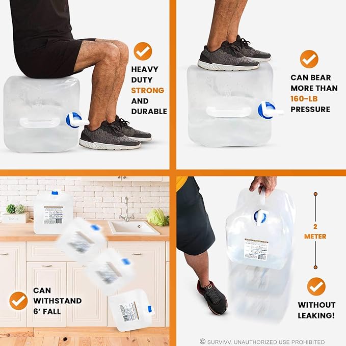 Collapsible Water Container with Spigot, BPA Free, Food Safe Camping Water Storage Cube Jug for Outdoor Hiking Hurricane & Emergency Survival Kit, Portable Foldable Canteen-NeatNest