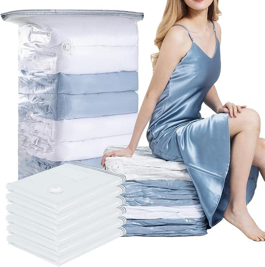6 Pack Vacuum Storage Bags, Jumbo Cube 31x40x15 Inch, Extra Large Vacuum Seal Bgas for Comforters, Blankets, Pillow, Quilts, Space Saver Clost Oragnization-Clear-NeatNest